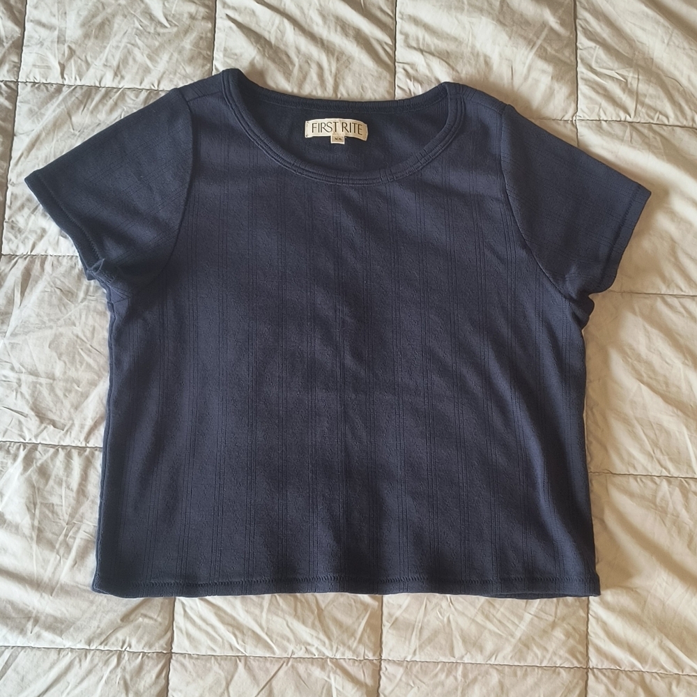 SOLD// First Rite Crop Pointelle Tees - Picture 6 of 7